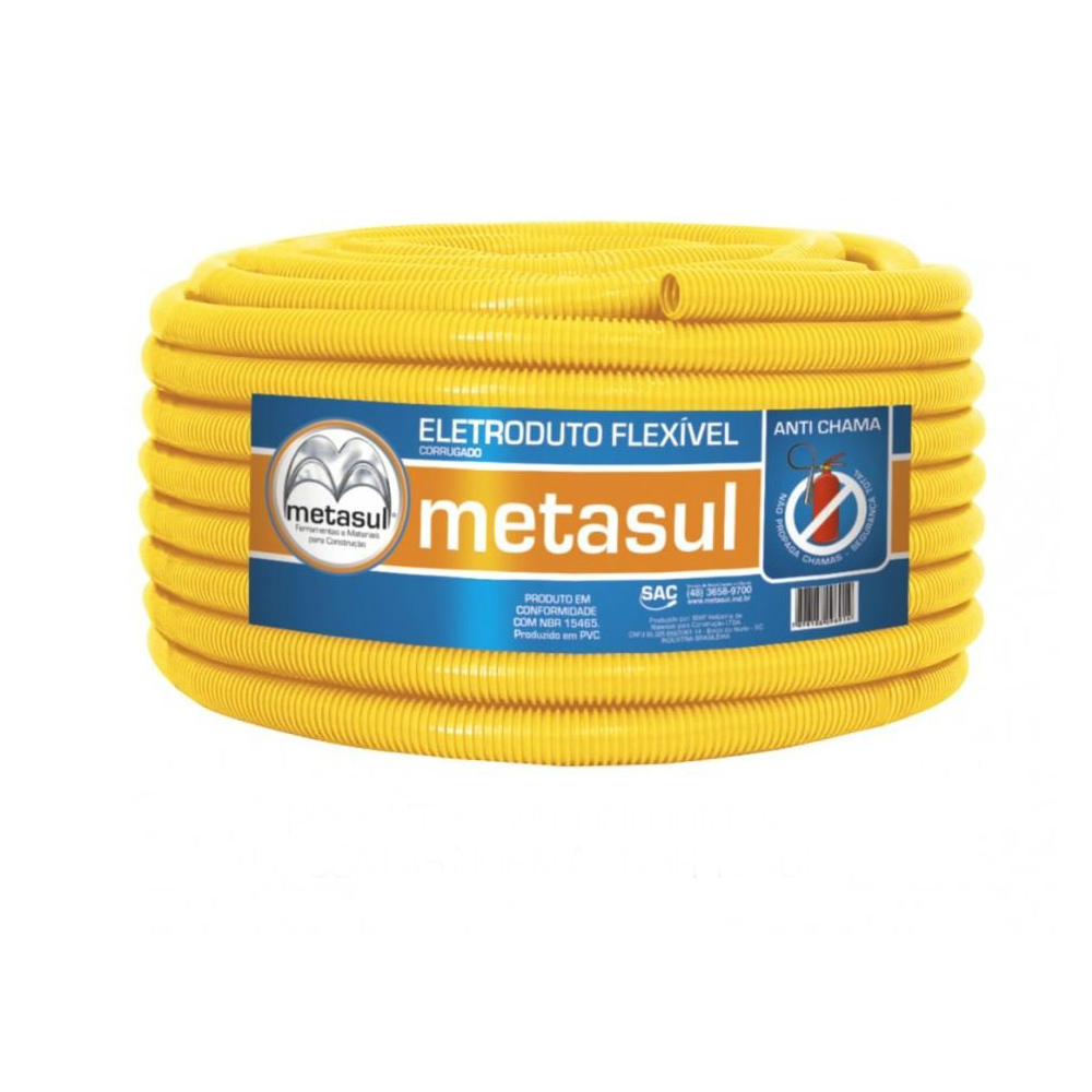 MANGUEIRA CORRUGADA PVC 1/2 AMARELO METASUL