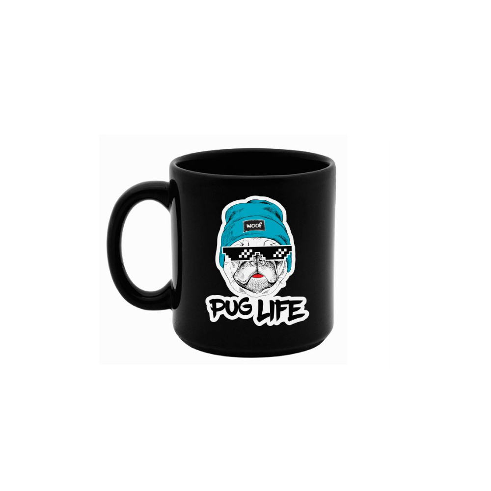 CANECA PRETA PUG LIFE - KATHAVENTO